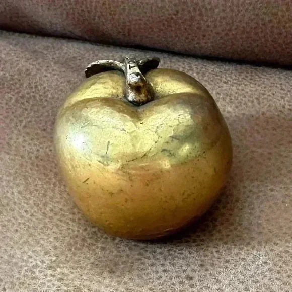 Gilt Bronze Apple Paper Weight Vintage Bronze/Gold “To The Apple Of My Eye”